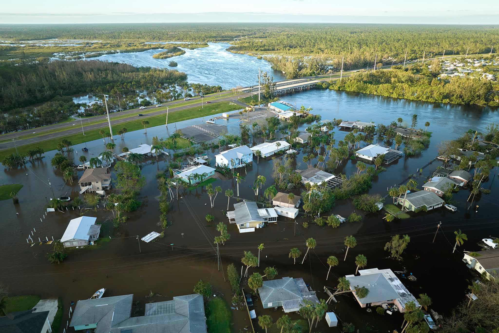 aerial neighborhood flood hurricane ian florida