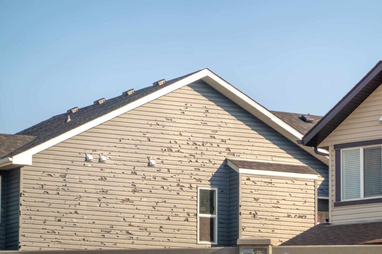 Residential home with substantial hail damage